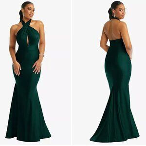 Green Halter Sleeveless Gown for Wedding